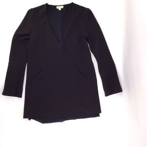 Silence + Noise MOD V-Neck Mini Tunic Dress with Pockets Lined 3/4 Sleeves Small